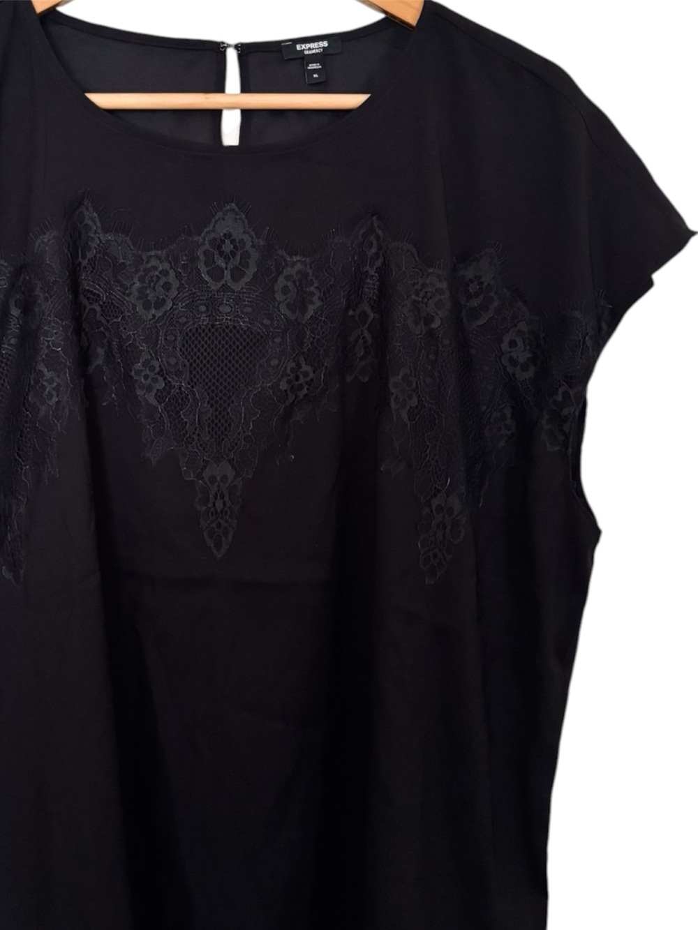 Express Gramercy Collection Black Lace-Front Top